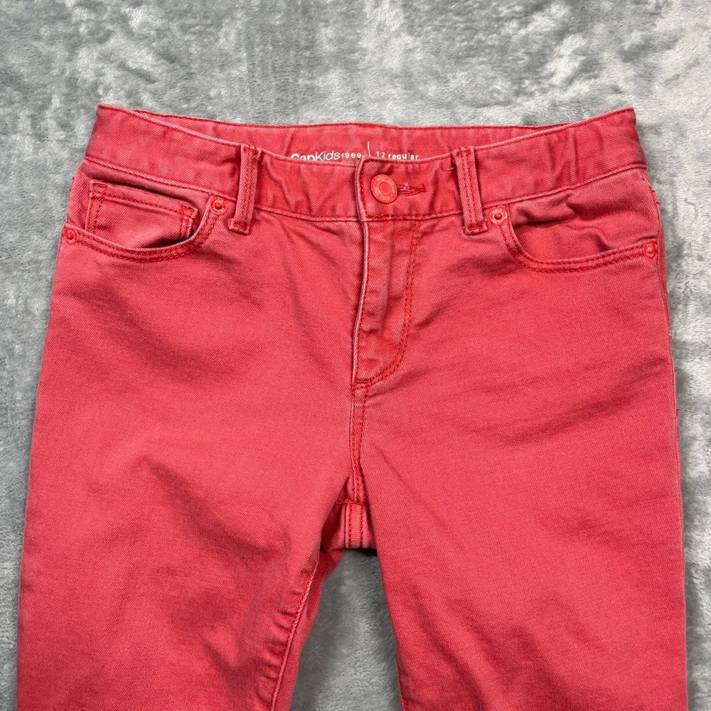Gap Kids Super Skinny Jeans Kids Coral Red Adjustable Waist 12 Regular - Picture 3 of 16